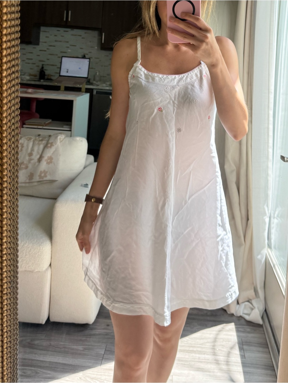 White Cotton Embroidered Nightgown Slip Dress Coquette Cottagecore Babydoll
